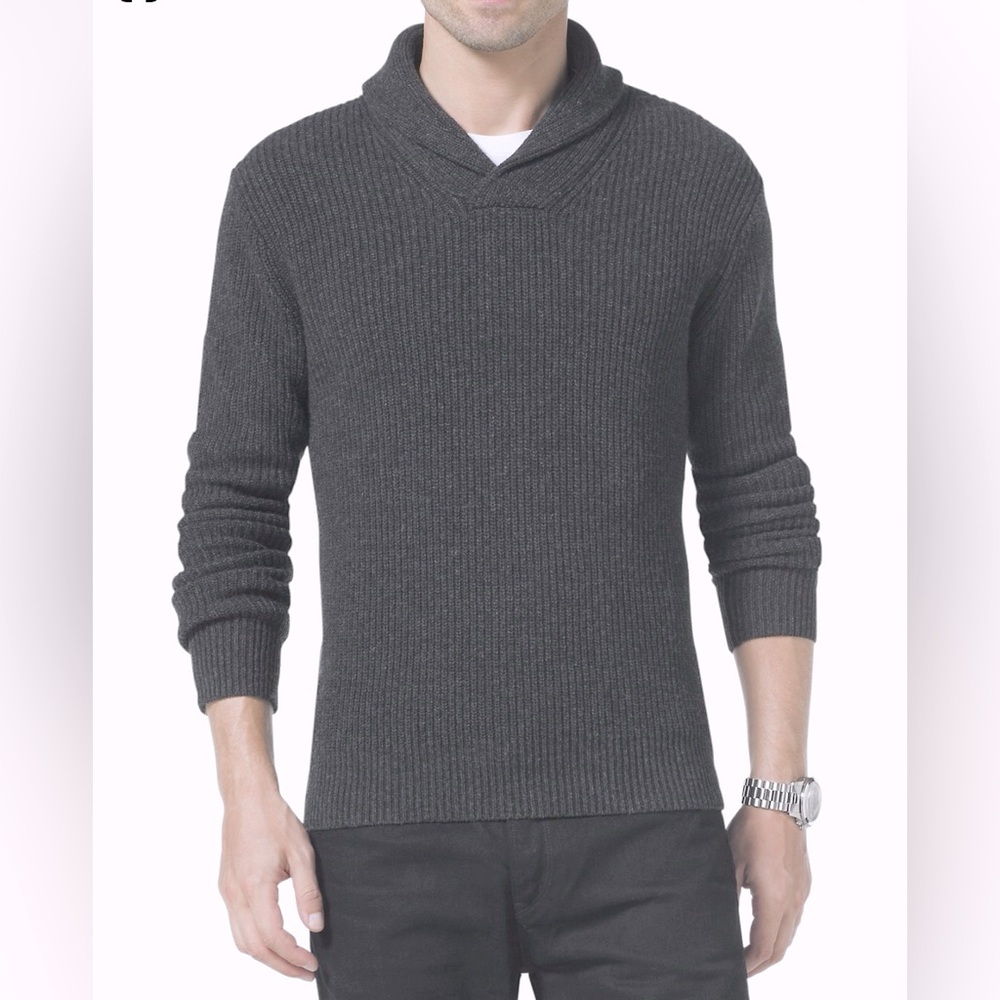 Michael Kors Shawl Collar Cotton Knit Gray Sweater Grandpacore Cabincore L